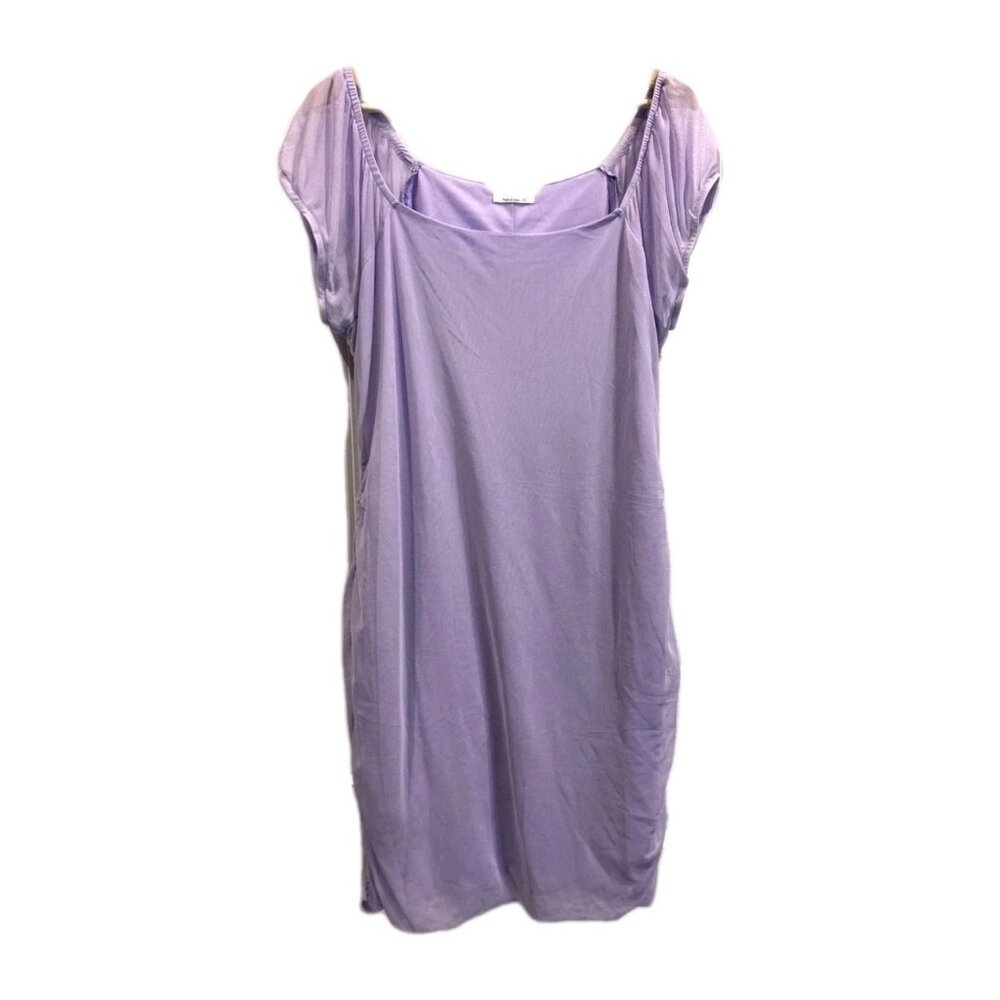 Jolie & Joy Sheer dress‎ Size 2xl Lavender Short Sleeve Midi Rouched